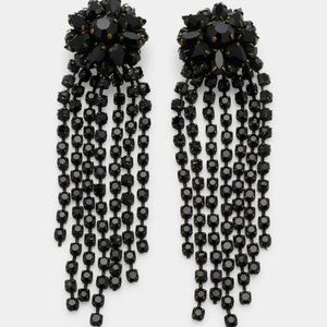 Oscar de la Renta - Shooting Star PIERCED Earrings - Black - NWT